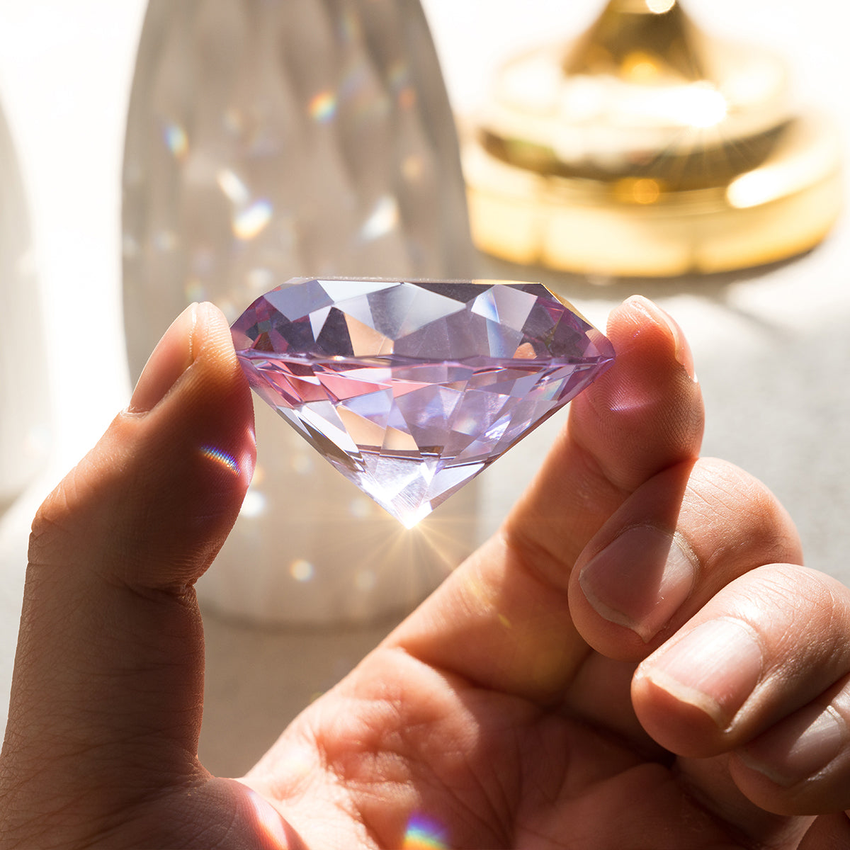 Pink Diamond Shaped Crystal Centerpiece (50mm/60mm)