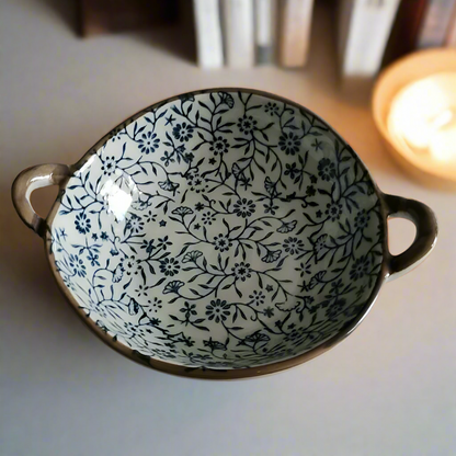 Farmhouse Style Irregular Shaped Ceramic Bowls With Handles