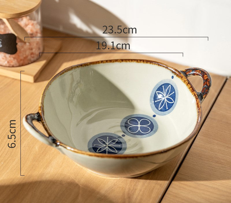 Farmhouse Style Irregular Shaped Ceramic Bowls With Handles