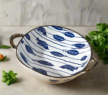 Farmhouse Style Irregular Shaped Ceramic Bowls With Handles