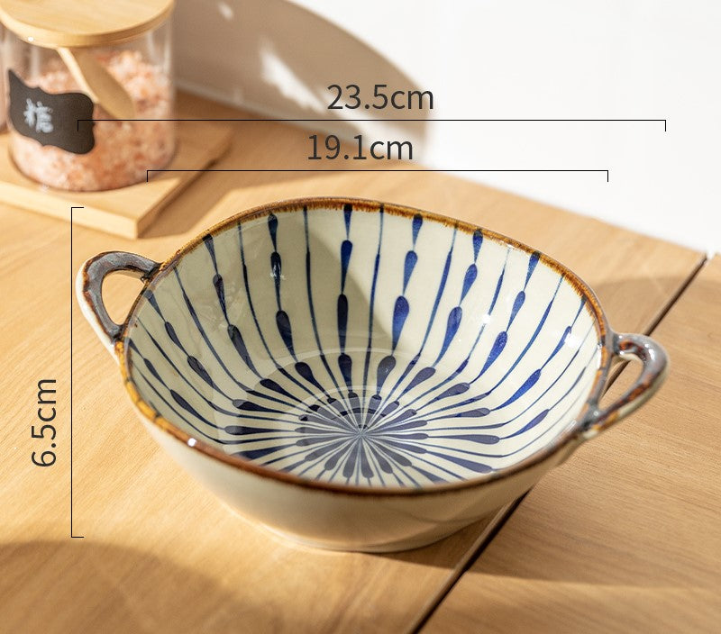 Farmhouse Style Irregular Shaped Ceramic Bowls With Handles