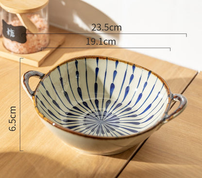 Farmhouse Style Irregular Shaped Ceramic Bowls With Handles