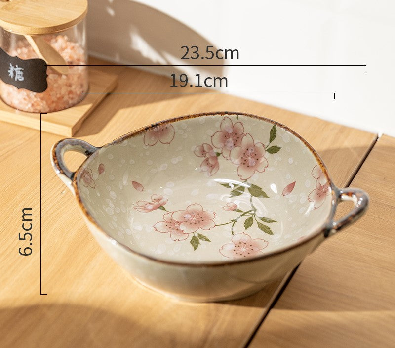 Farmhouse Style Irregular Shaped Ceramic Bowls With Handles