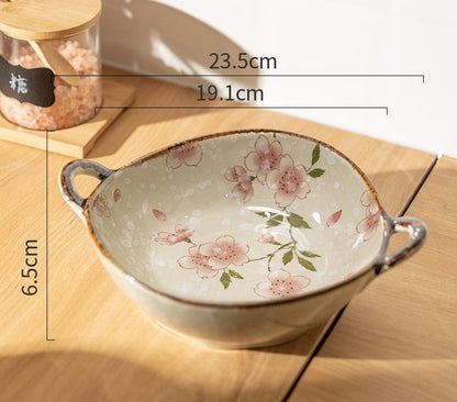Farmhouse Style Irregular Shaped Ceramic Bowls With Handles
