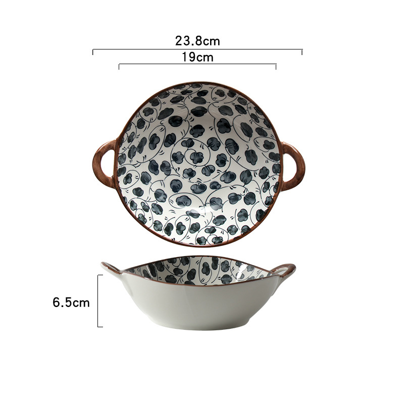 Farmhouse Modern Style Irregular Shaped Ceramic Bowls With Handles