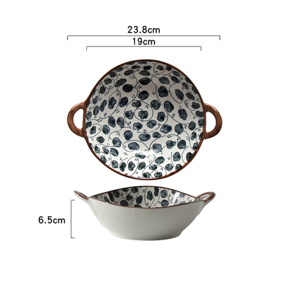 Farmhouse Modern Style Irregular Shaped Ceramic Bowls With Handles