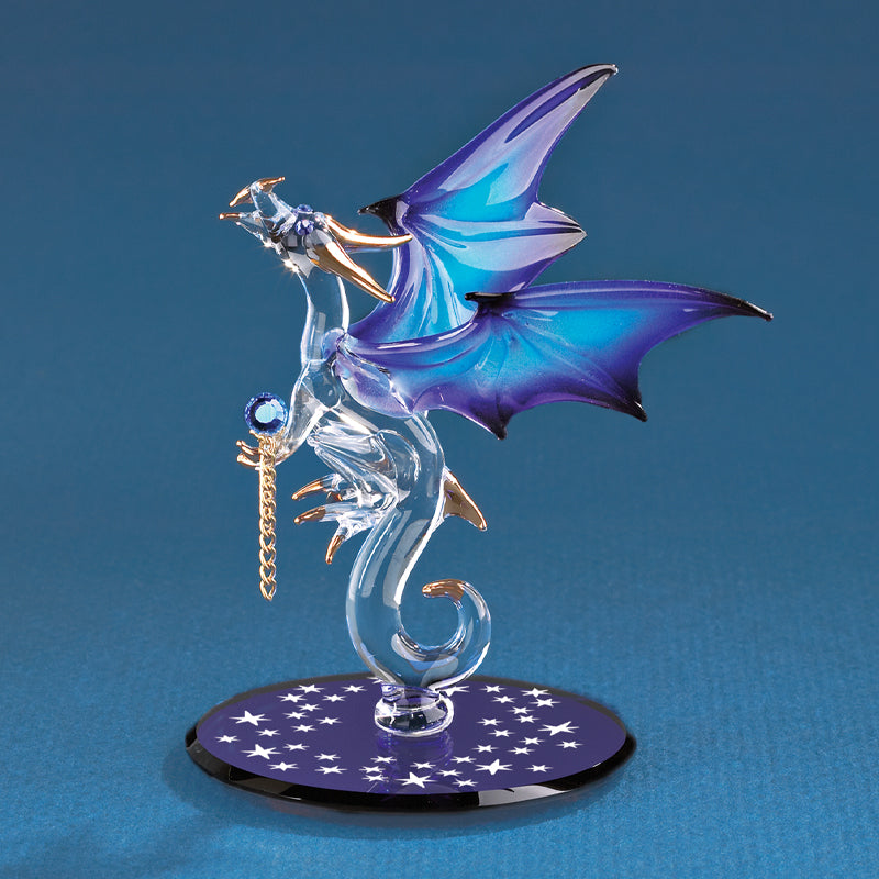 Dragon with Stars Crystal Accented Glass Figurine