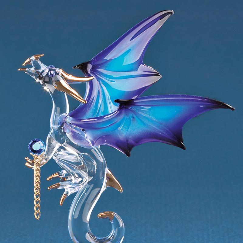 Dragon with Stars Crystal Accented Glass Figurine