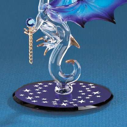 Dragon with Stars Crystal Accented Glass Figurine