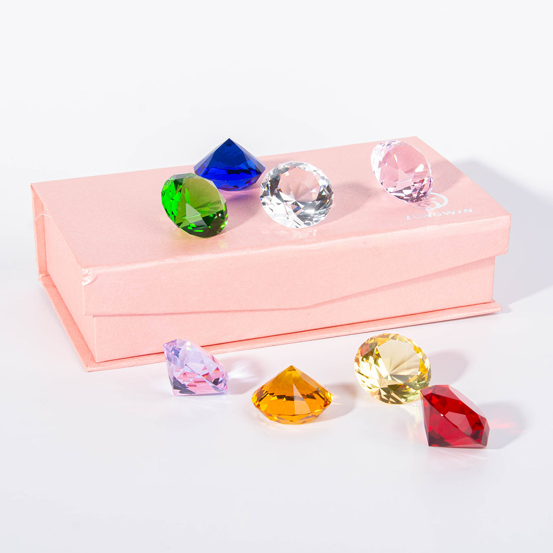 8 Pieces Multicolor Diamond Shaped Crystal Gems for Kids