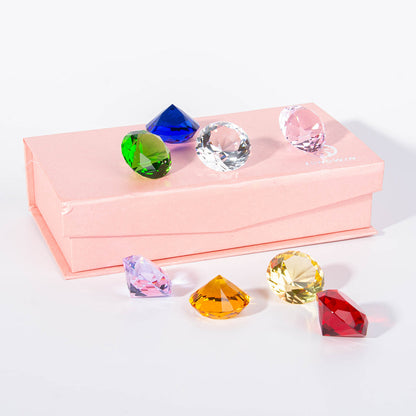 8 Pieces Multicolor Diamond Shaped Crystal Gems for Kids