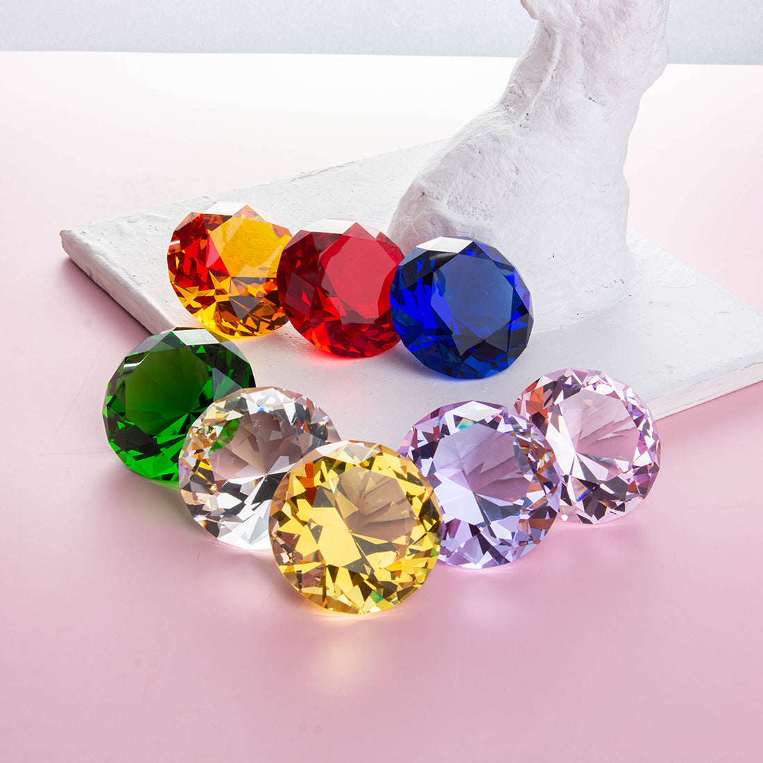 8 Pieces Multicolor Diamond Shaped Crystal Gems for Kids