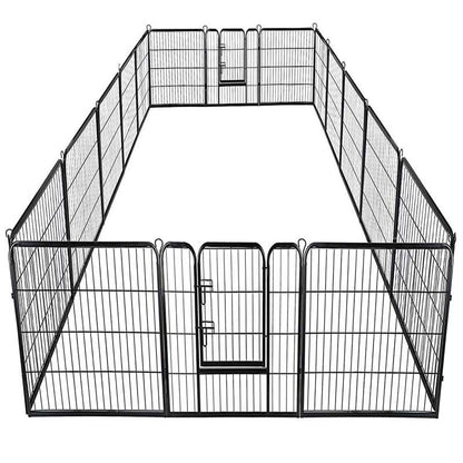 48" 16/8 Panel Pet Playpen with Door, Foldable Dog Exercise Pen, Metal Dog Puppy Cat Fence Barrier Kennel