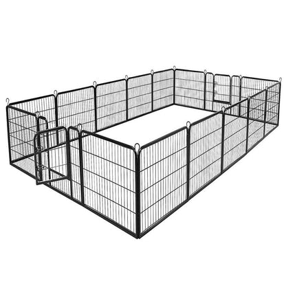 48" 16/8 Panel Pet Playpen with Door, Foldable Dog Exercise Pen, Metal Dog Puppy Cat Fence Barrier Kennel