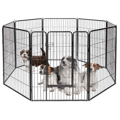 48" 16/8 Panel Pet Playpen with Door, Foldable Dog Exercise Pen, Metal Dog Puppy Cat Fence Barrier Kennel