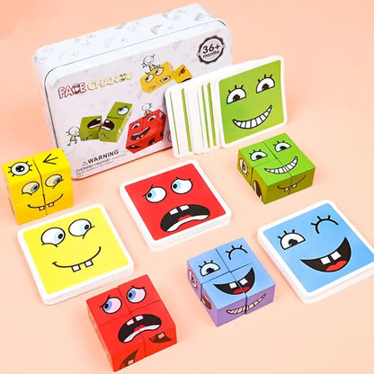 Emoji-Match Wooden Game – Fast, Fun Stacking & Matching Game (from 3 years)
