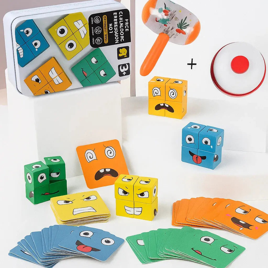 Emoji-Match Wooden Game – Fast, Fun Stacking & Matching Game (from 3 years)