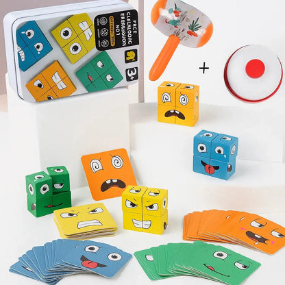 Emoji-Match Wooden Game – Fast, Fun Stacking & Matching Game (from 3 years)
