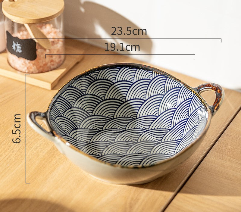 Farmhouse Style Irregular Shaped Ceramic Bowls With Handles