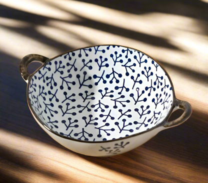 Farmhouse Style Irregular Shaped Ceramic Bowls With Handles