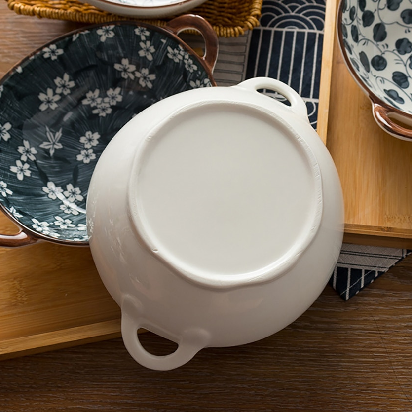 Farmhouse Modern Style Irregular Shaped Ceramic Bowls With Handles