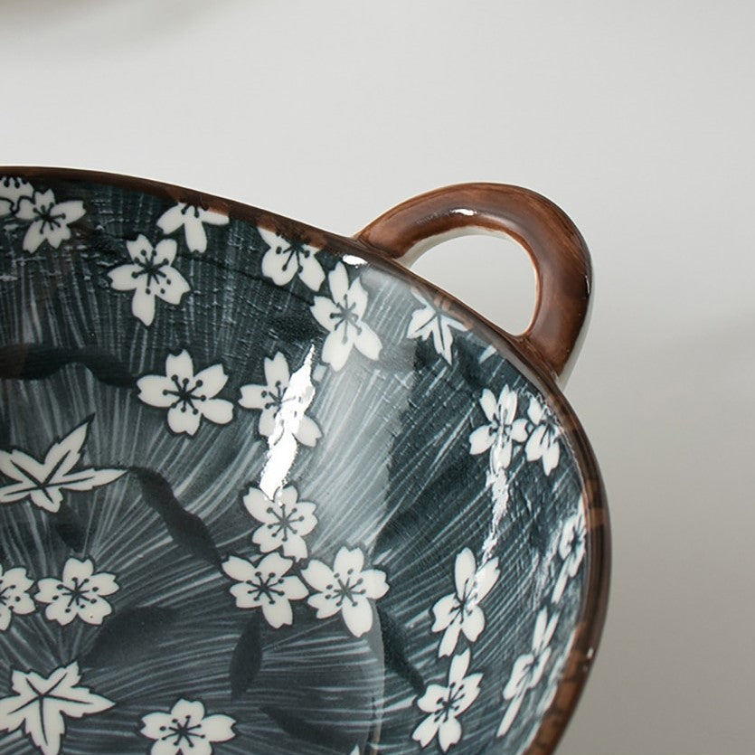 Farmhouse Modern Style Irregular Shaped Ceramic Bowls With Handles