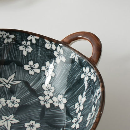 Farmhouse Modern Style Irregular Shaped Ceramic Bowls With Handles
