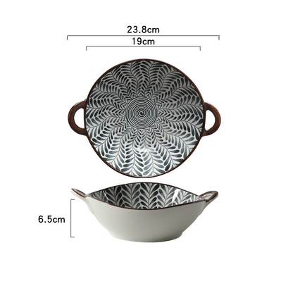 Farmhouse Modern Style Irregular Shaped Ceramic Bowls With Handles