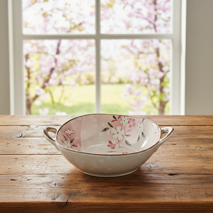 Farmhouse Style Irregular Shaped Ceramic Bowls With Handles