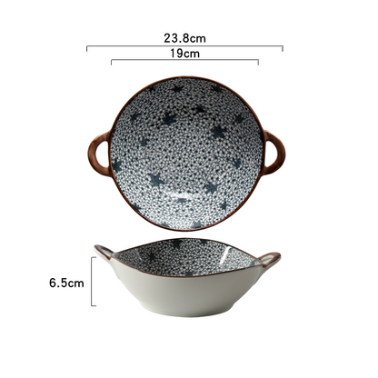 Farmhouse Modern Style Irregular Shaped Ceramic Bowls With Handles