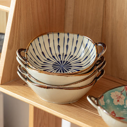 Farmhouse Style Irregular Shaped Ceramic Bowls With Handles
