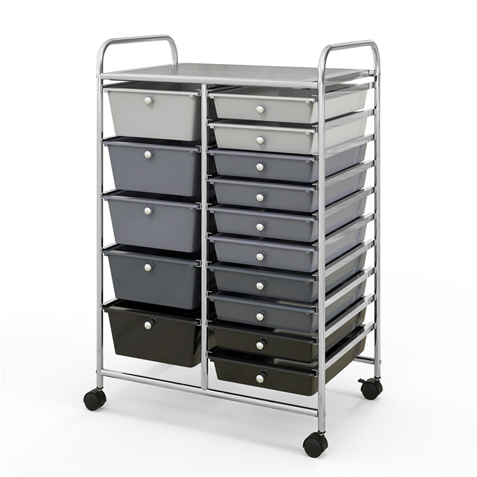 15-Drawer Organizer Cart Office School Rolling Storage Cart