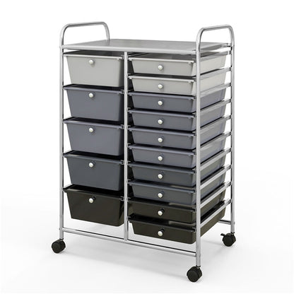 15-Drawer Organizer Cart Office School Rolling Storage Cart