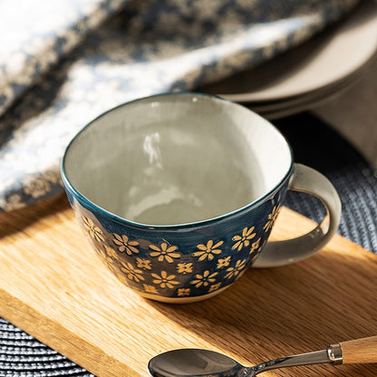 Farmhouse Style Irregular Shaped Ceramic Mugs With Exposed Base