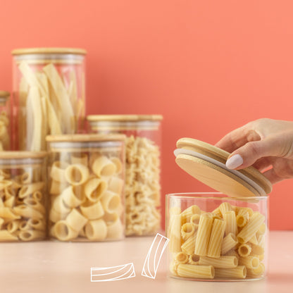 Glass Storage Jars with Airtight Lids Set