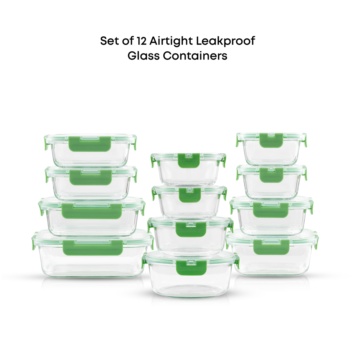 12 Glass Storage Containers with Leakproof Lids Set