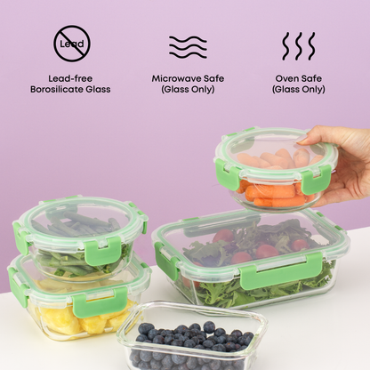 12 Glass Storage Containers with Leakproof Lids Set