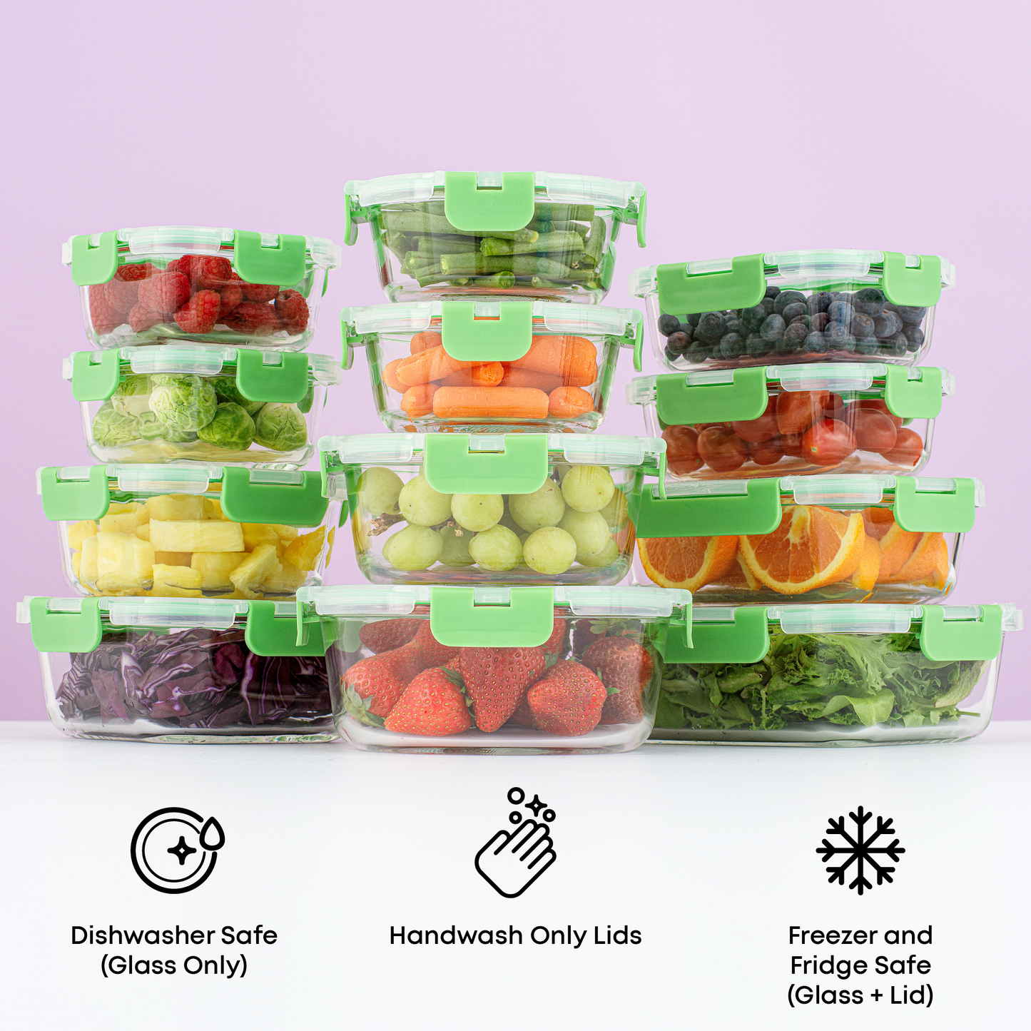 12 Glass Storage Containers with Leakproof Lids Set