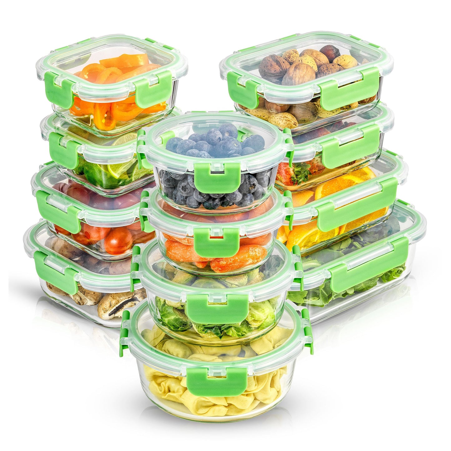 12 Glass Storage Containers with Leakproof Lids Set