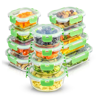12 Glass Storage Containers with Leakproof Lids Set