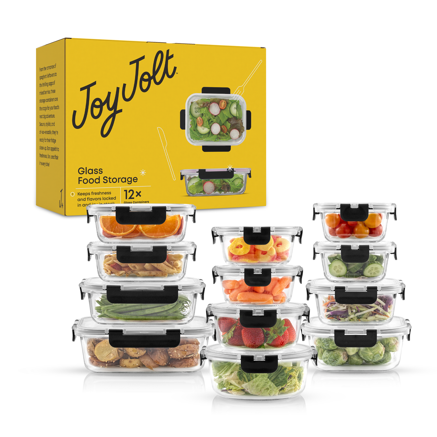 12 Glass Storage Containers with Leakproof Lids Set