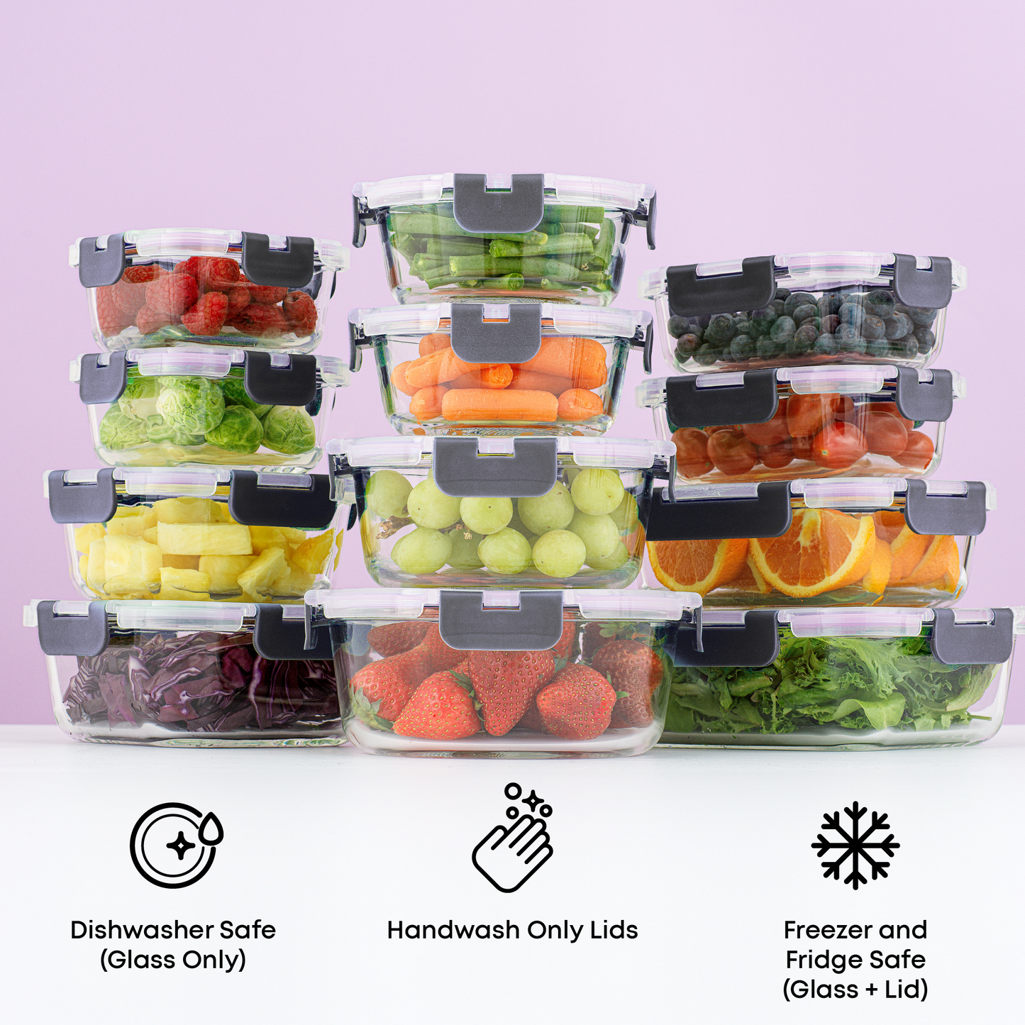12 Glass Storage Containers with Leakproof Lids Set