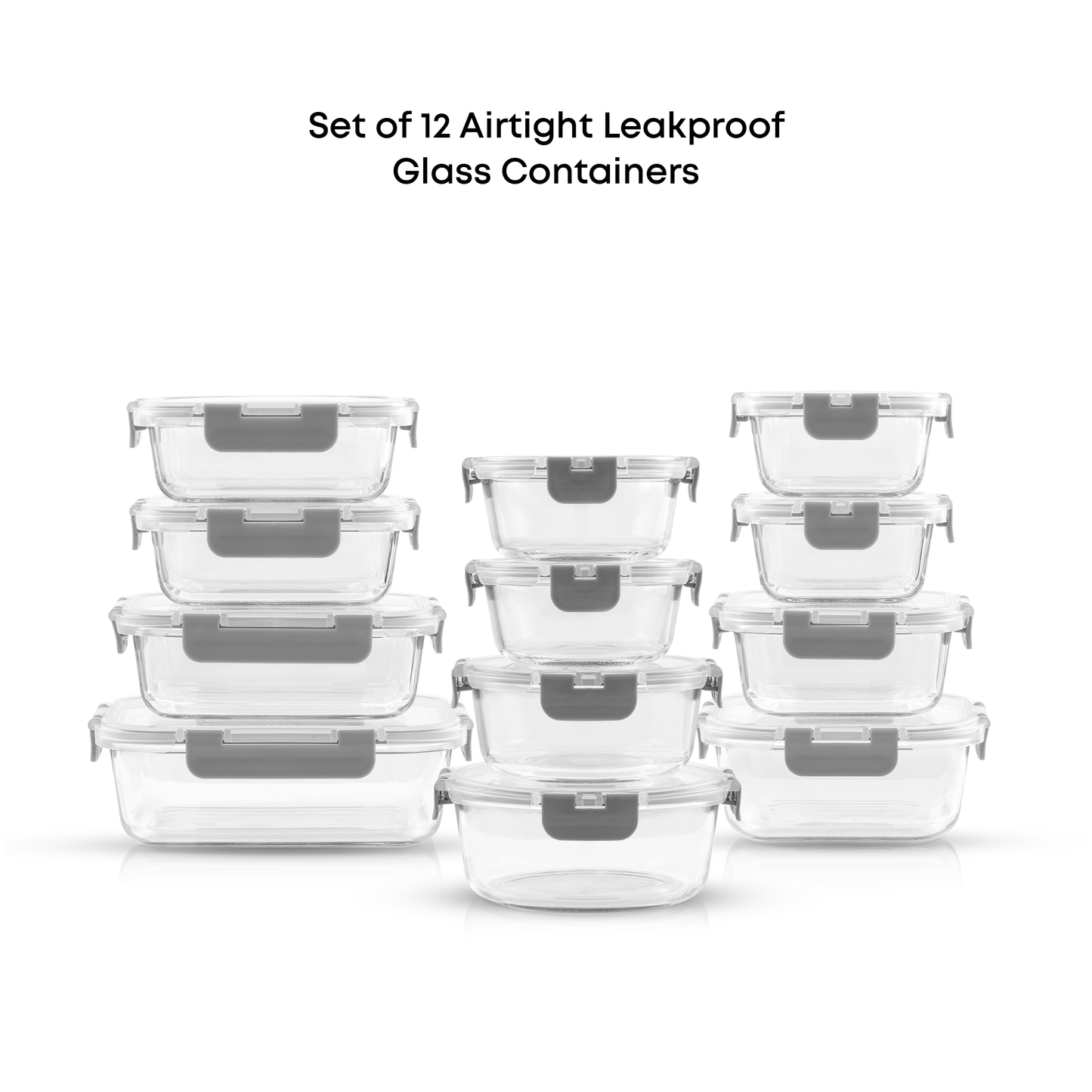 12 Glass Storage Containers with Leakproof Lids Set