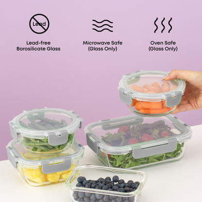 12 Glass Storage Containers with Leakproof Lids Set