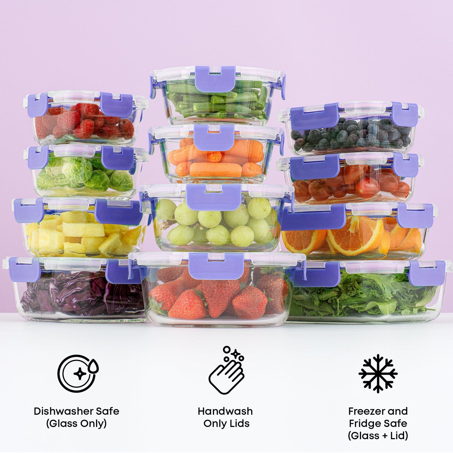 12 Glass Storage Containers with Leakproof Lids Set