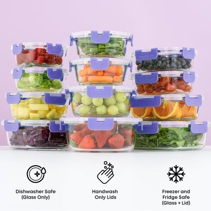 12 Glass Storage Containers with Leakproof Lids Set