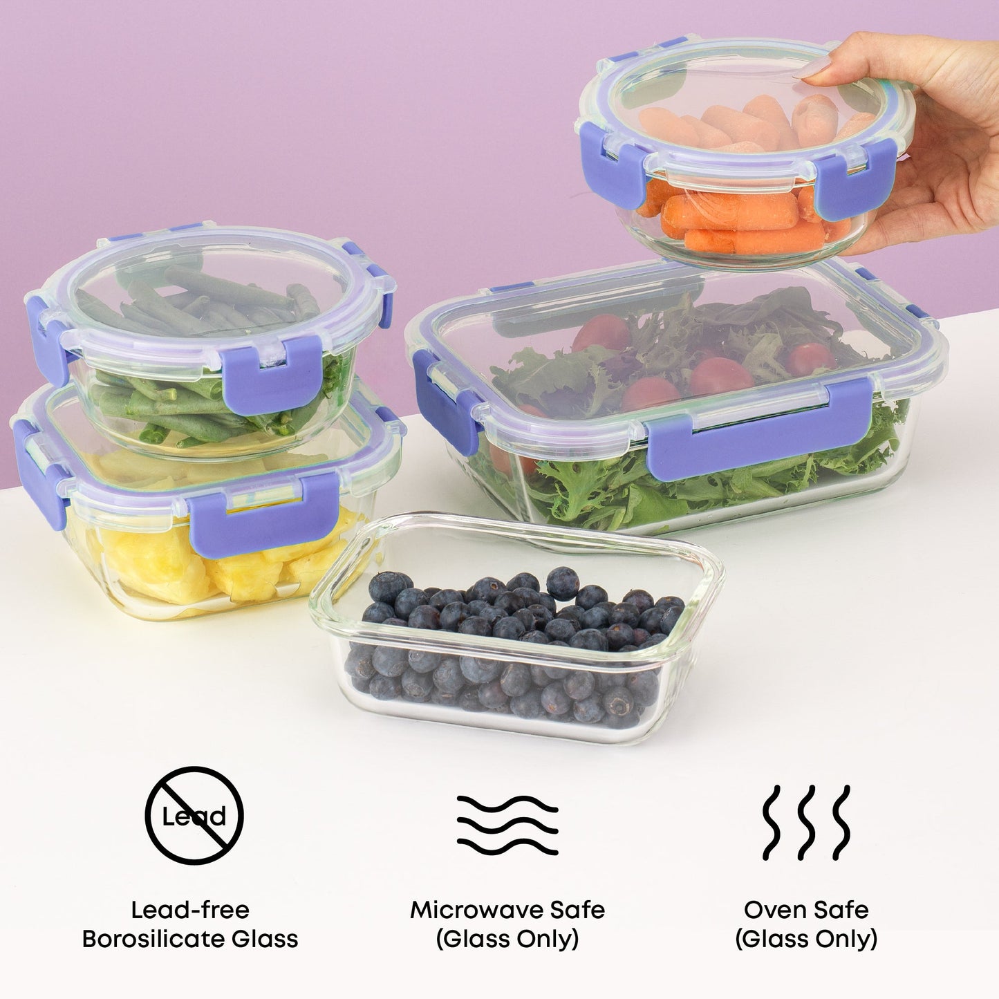 12 Glass Storage Containers with Leakproof Lids Set