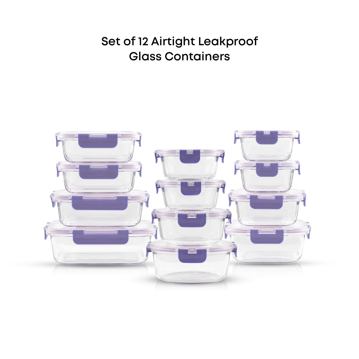 12 Glass Storage Containers with Leakproof Lids Set
