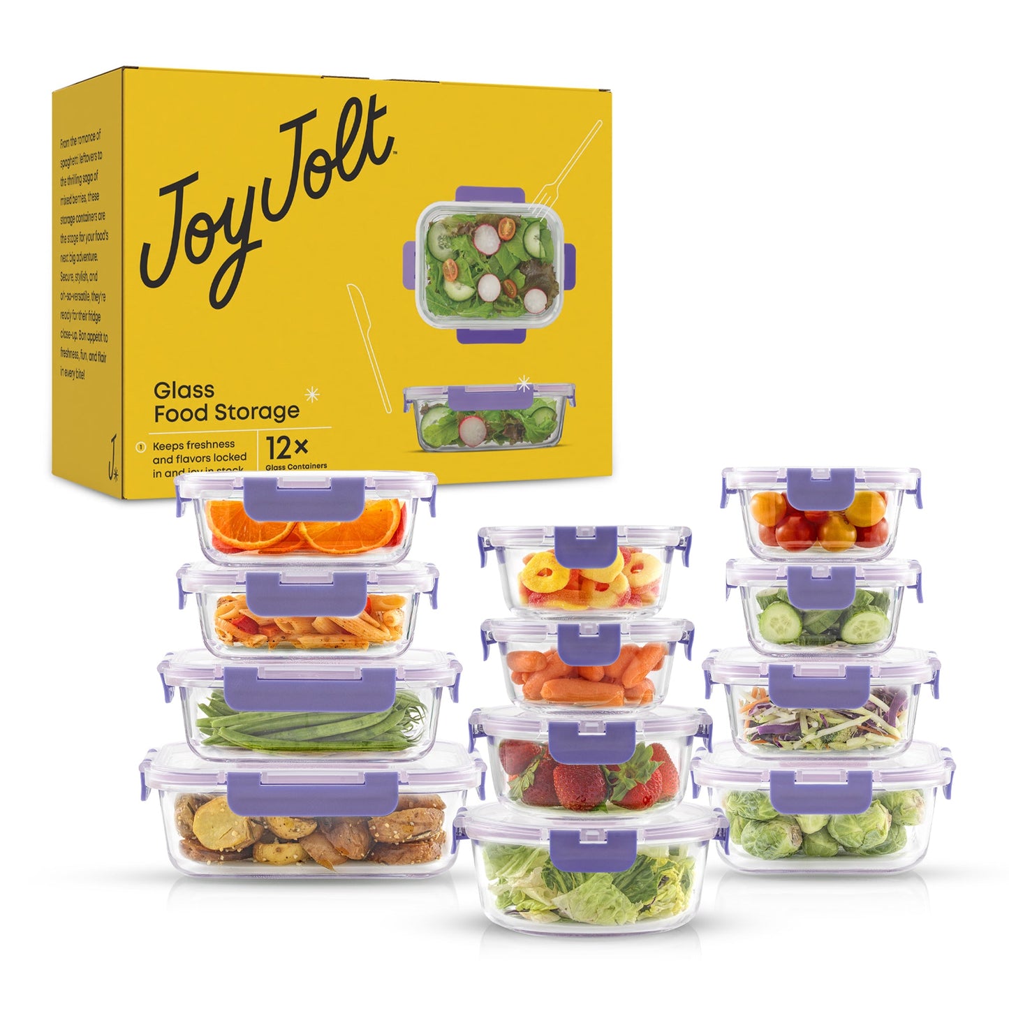 12 Glass Storage Containers with Leakproof Lids Set