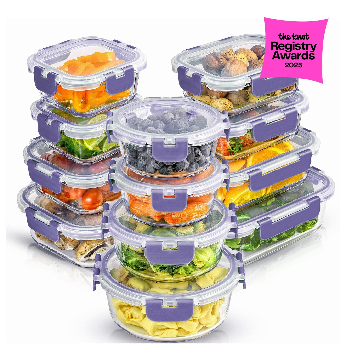12 Glass Storage Containers with Leakproof Lids Set